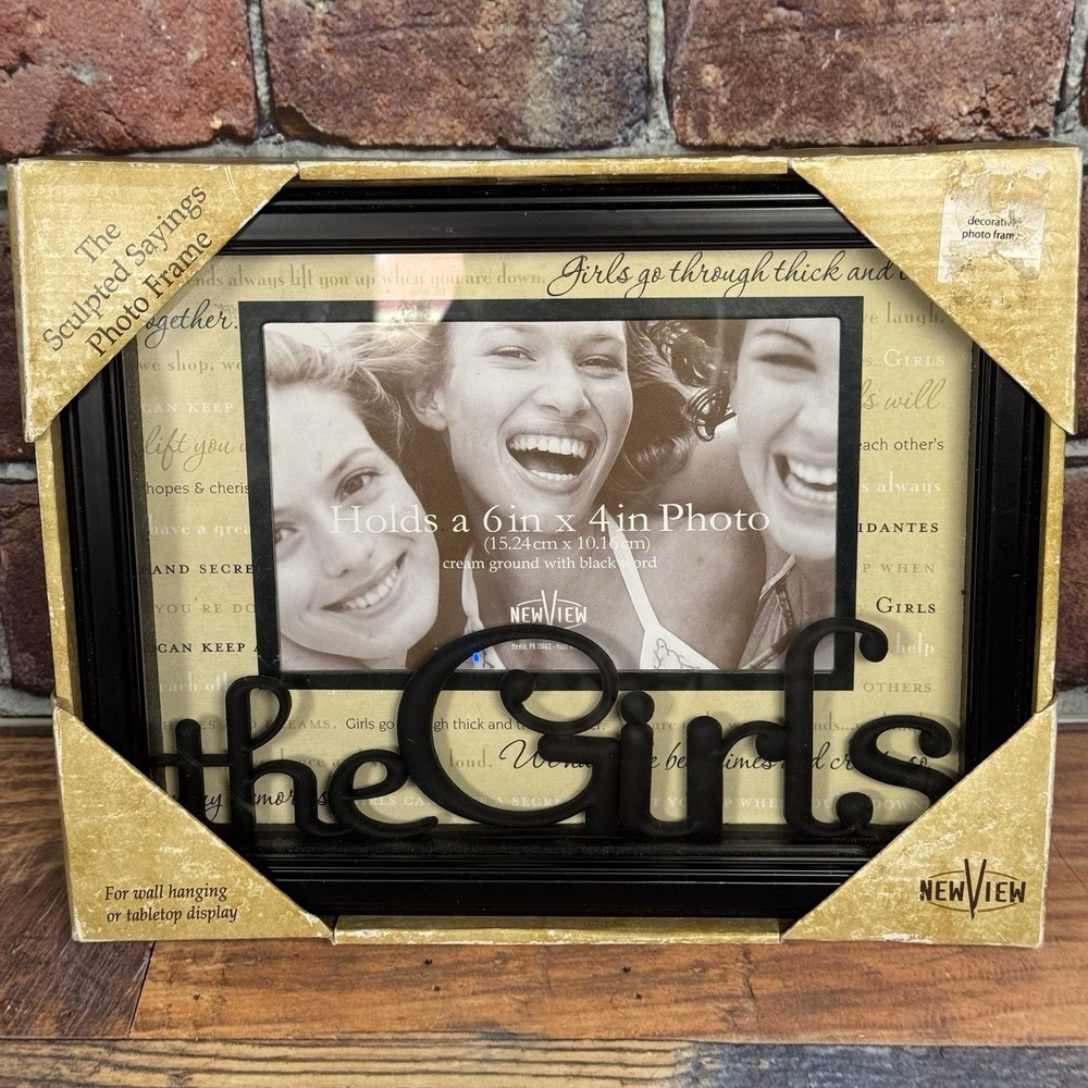 The Girls Picture Frame 6x4 Photo Friendship‎ Sculpted Sayings Black New View